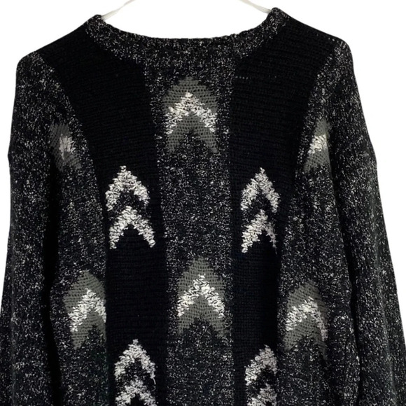Vintage 80s 90s Pullover Sweater Mens Medium Unisex Nerdy Grandpa Dad Core Black - Picture 4 of 8